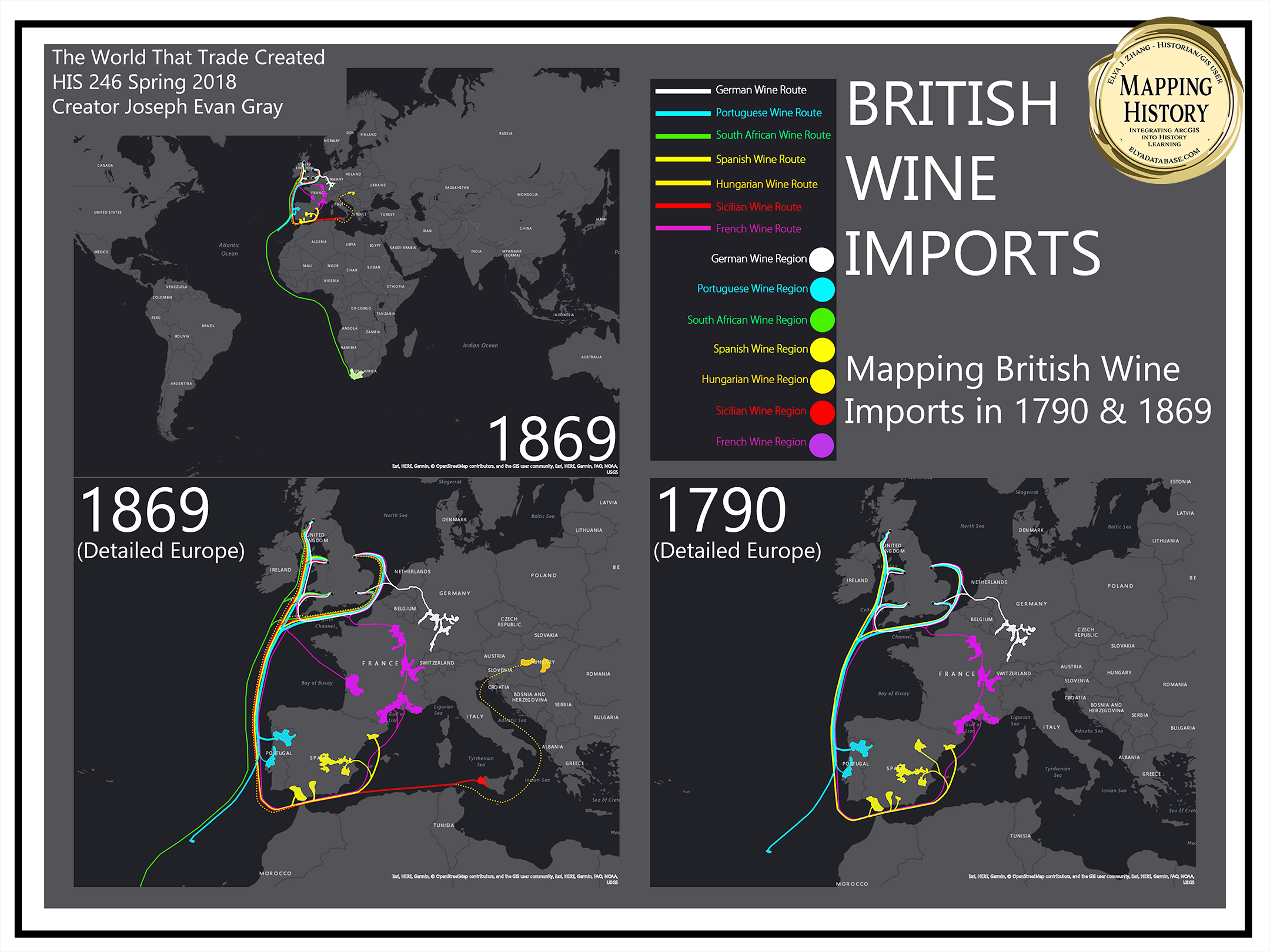 Mapping British Wine Imports in 1790 and 1869